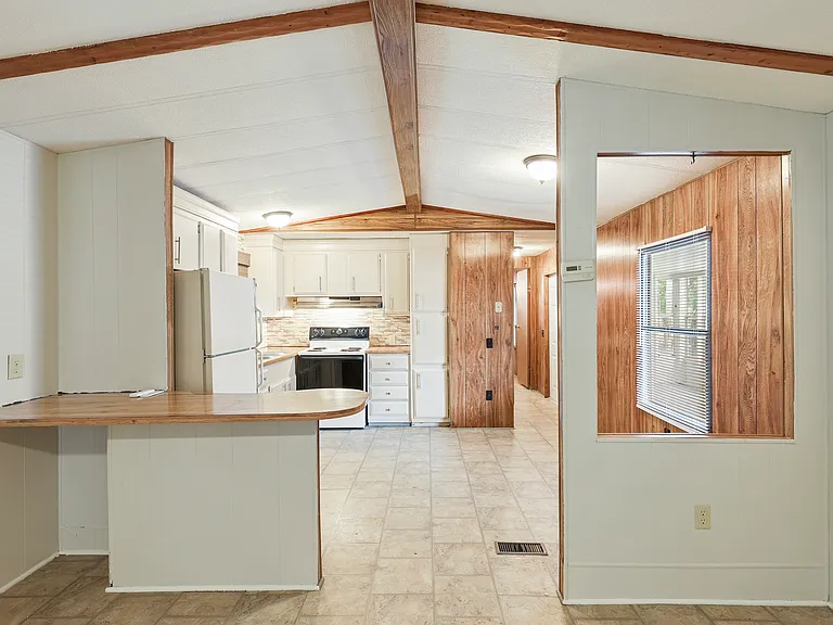 Living area and kitchen