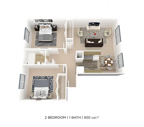 Floor plan Two Bedroom- 920 sqft