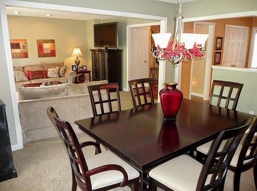 Dining room open to the family room and kitchen.