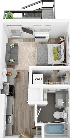 Plan V | studio, 1 bathroom Plan V | studio, 1 bathroom