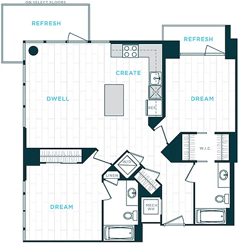 Floor plan 2 Bed/2 Bath sl-b07