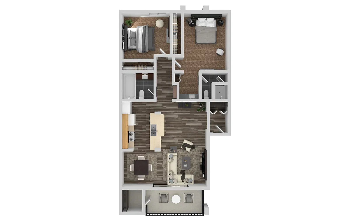 Floor plan Two Bedroom, Two Bath