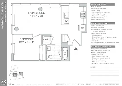Floor plan 88 Regent-1Bed A16