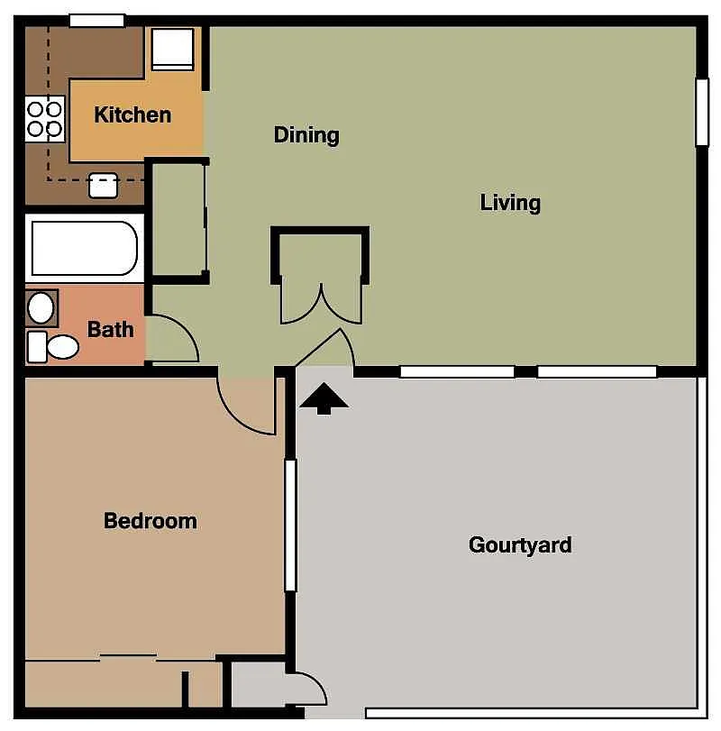 Floor plan 1 Bedroom 1 Bath