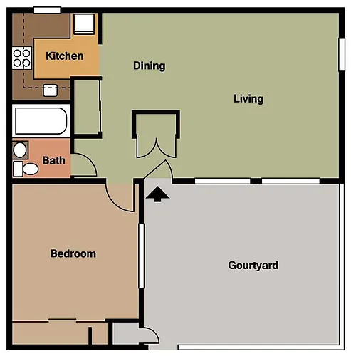 Floor plan 1 Bedroom 1 Bath