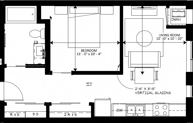 Floor plan B1 - 1 Bedroom