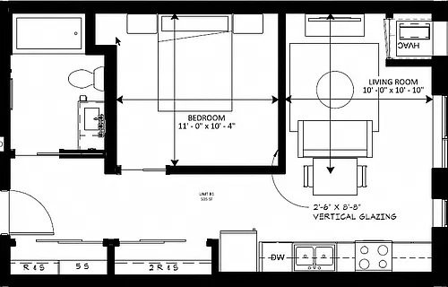 Floor plan B1 - 1 Bedroom
