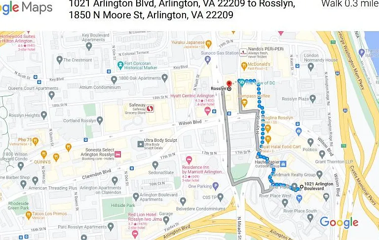 Map from apartment to Metro