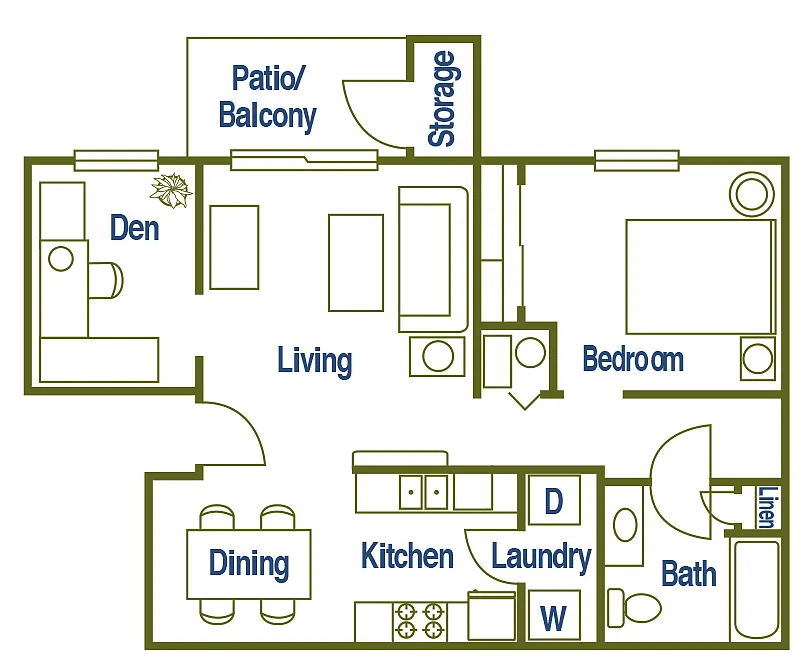 Floor plan 1 x 1 Den