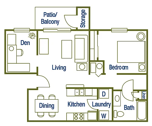 Floor plan 1 x 1 Den
