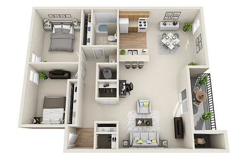 Floor plan Two Bedrooms, One Bath