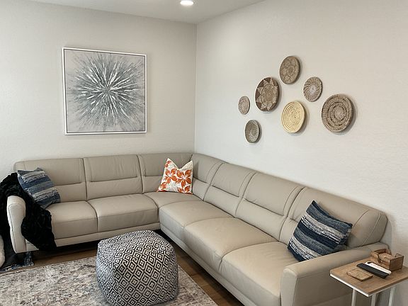 New leather sectional in living room