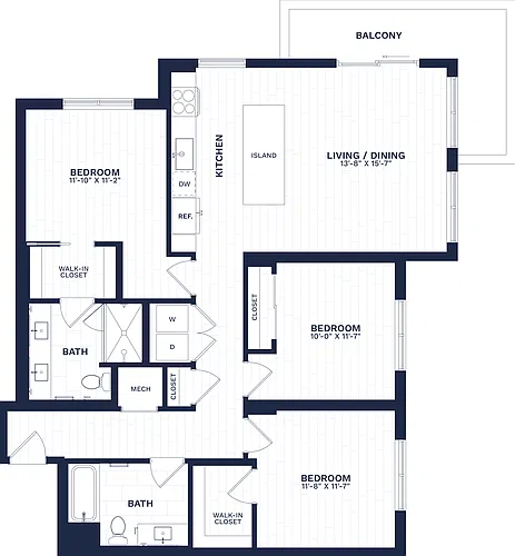 Floor plan 3 Bed/2 Bath-C1B
