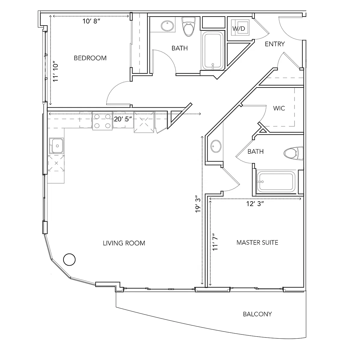 Floor plan Two Bed 20h