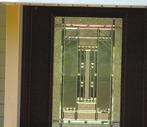 beautiful glass work of the front door