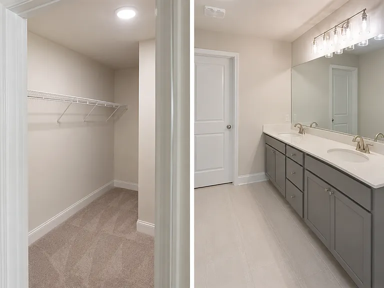 Attached closet and with double vanity in Master Bedroom