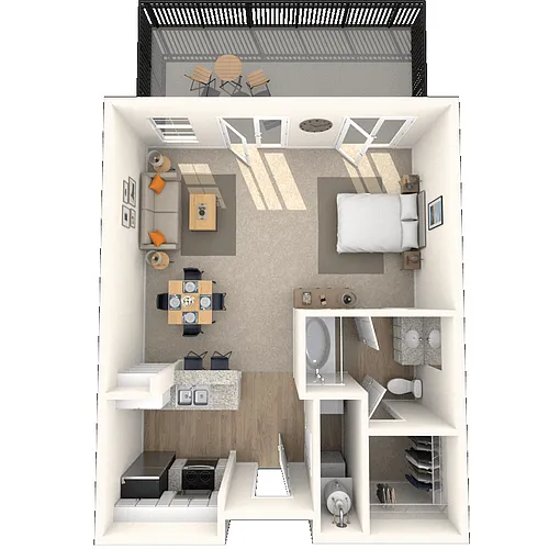 Floor plan Traditional 1x1 633-1044 SF
