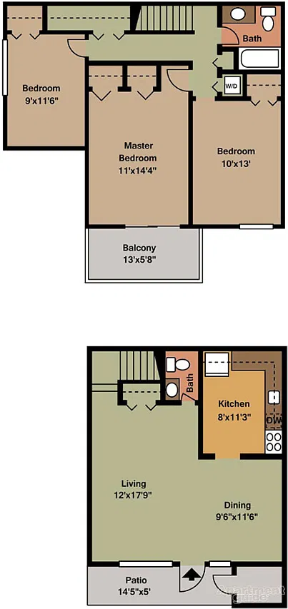 Floor plan Three Bedroom Townhome