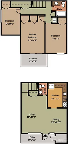 Floor plan Three Bedroom Townhome