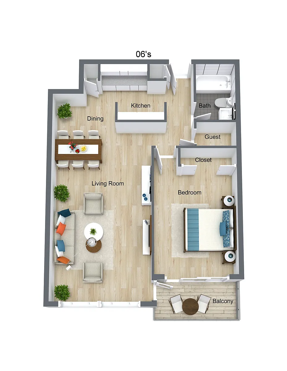 Floor plan 1 Bed 06s