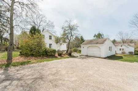 Side view with garage