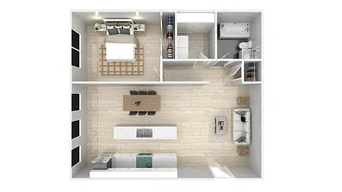Floor plan One Bedroom One Bath C