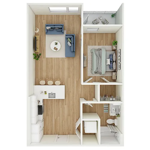 Floor plan 1 Bed 1 Bath - MFTE - a73.1