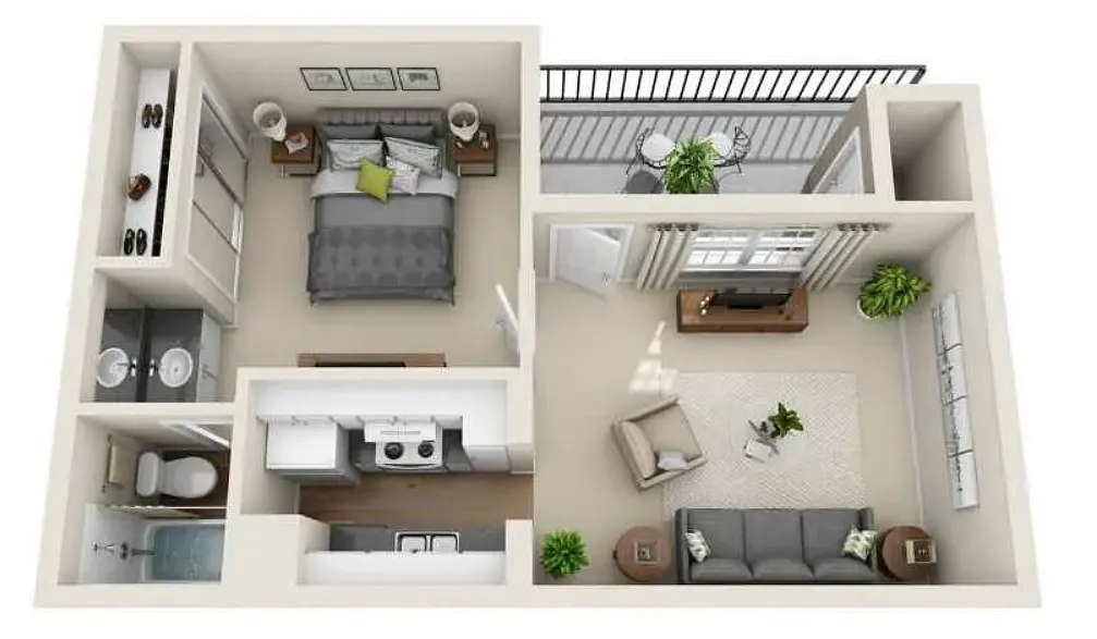 Floor plan 1x1A - Income Restricted