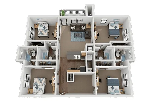 Floor plan 4 Bed, 4 Bath
