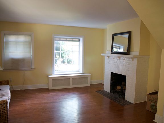 Living room with view of fireplace
