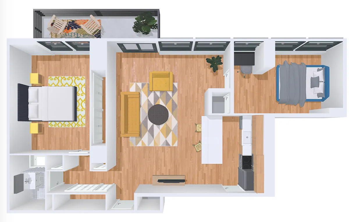 Floor plan 2bd/1b F