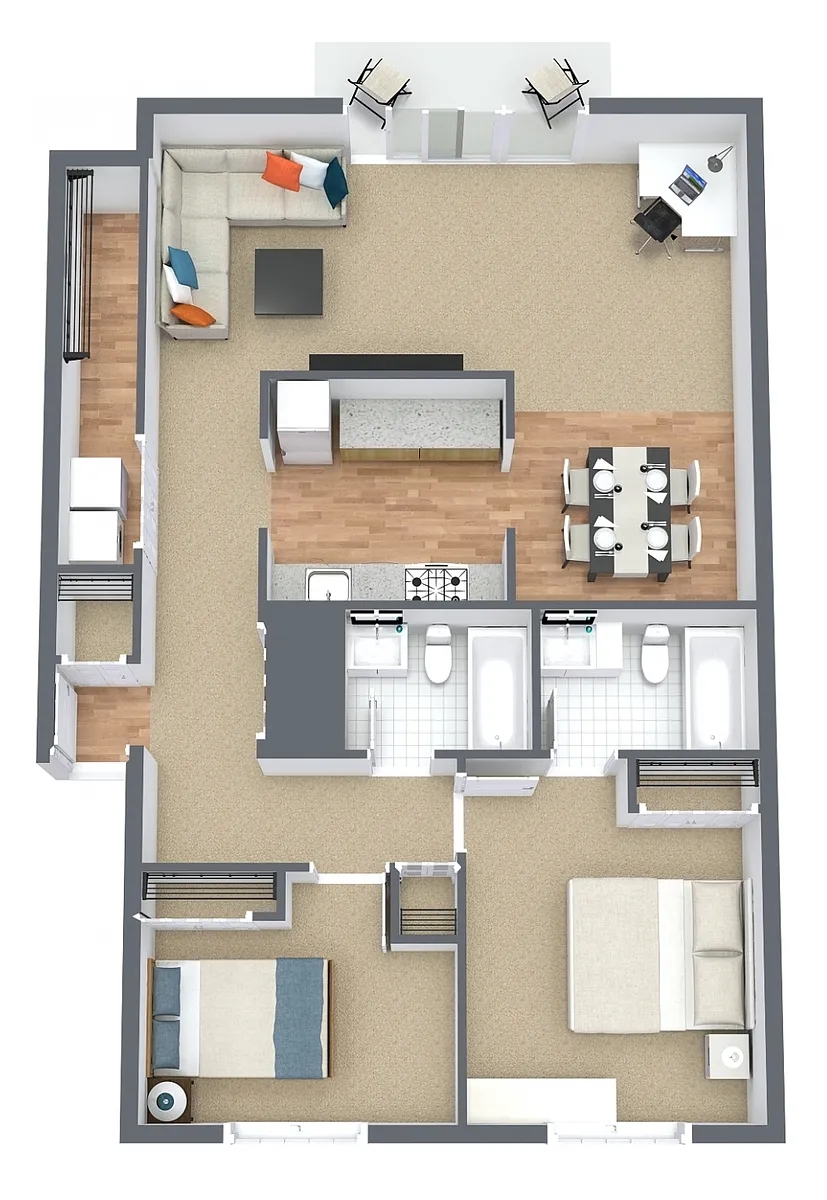 Floor plan 2 Bedroom 2 Bath