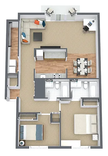 Floor plan 2 Bedroom 2 Bath