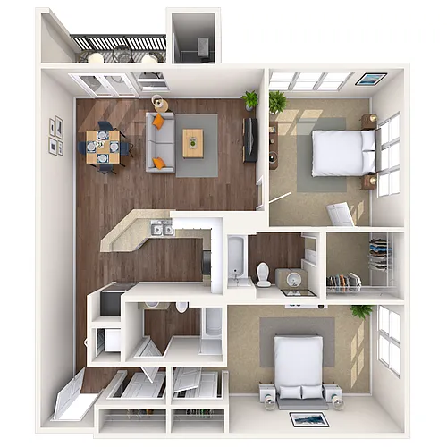 Floor plan Traditional 2x2 1003-1019 SF