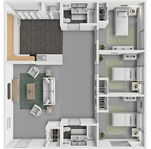 Floor plan 3 Bedroom 2 Bath