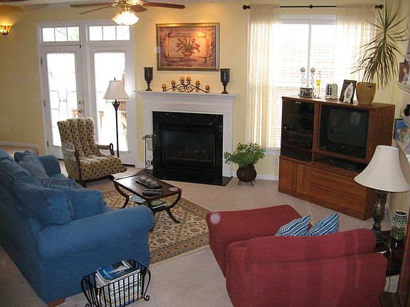 Open floor plan with gas fireplace