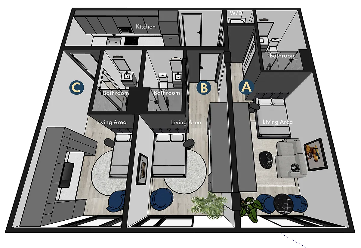 Floor plan The Miles Co-Living Suite