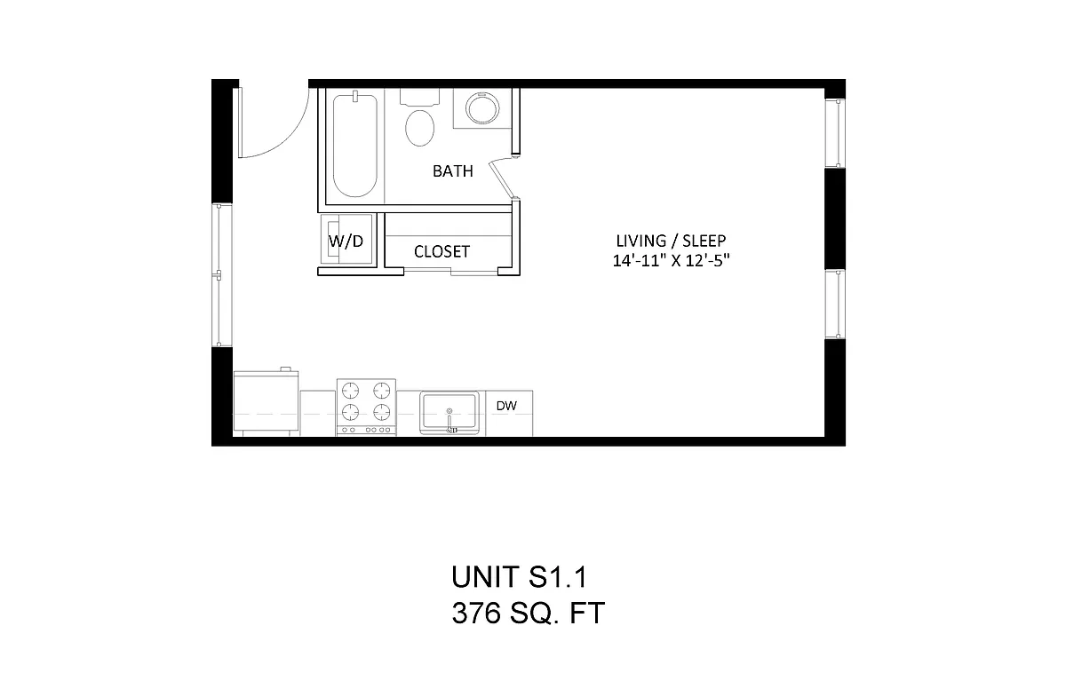Floor plan 0 bedroom 1 bath