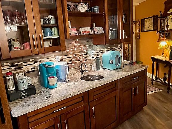 Coffee bar with new flooring