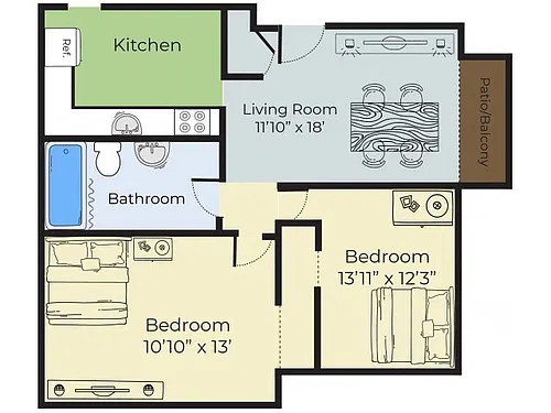 Floor plan 2 Bedroom Dog Friendly