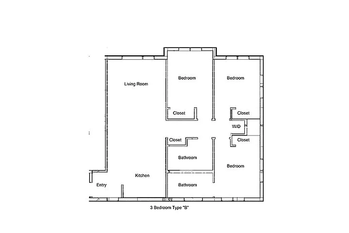 Floor plan Three Bed Two Bath
