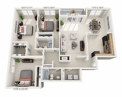 Floor plan Three Bedroom C2