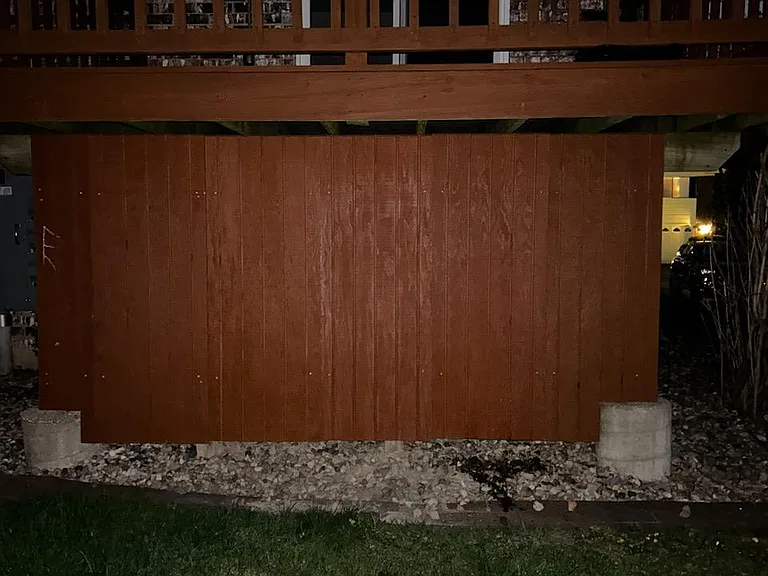 Private Deck and siding around deck for bike or outdoor storage.
