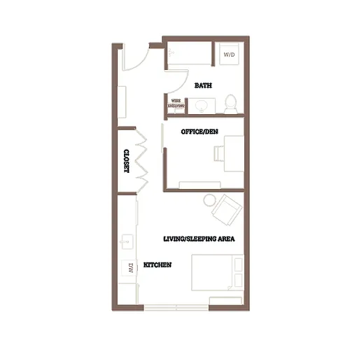 Floor plan Studio w/ Den