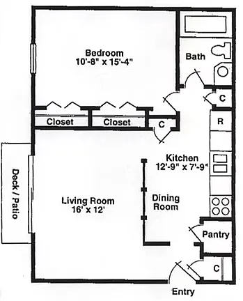 Floor plan 1 Bed 1 Bath