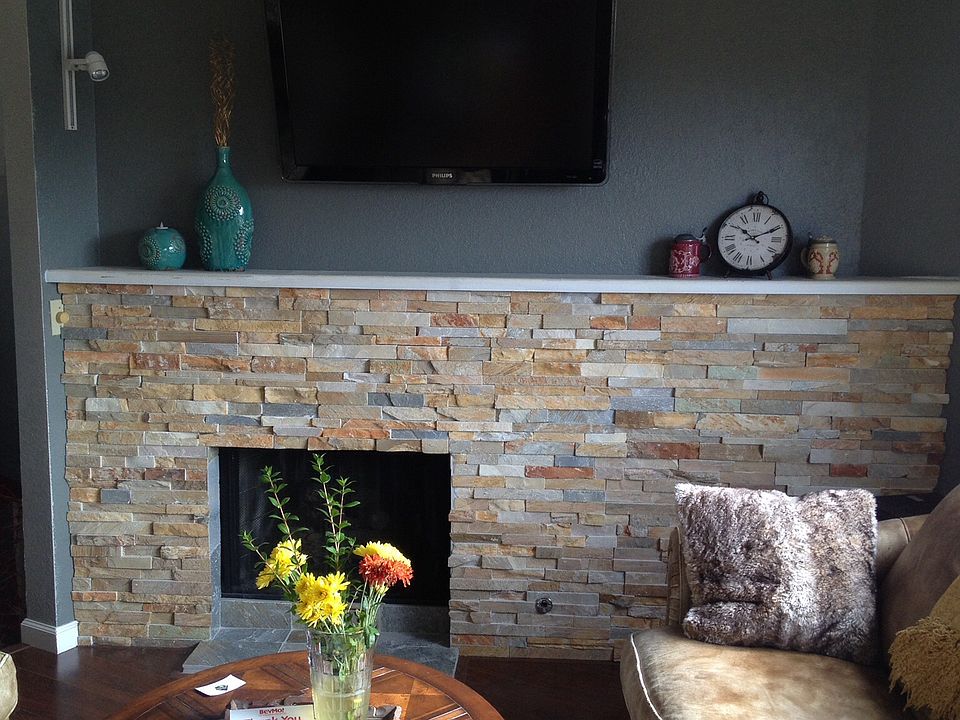 Designer stone fireplace 