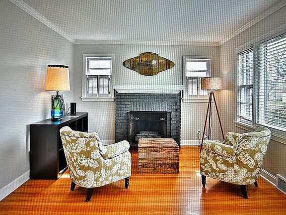 Look at the fireplace detail