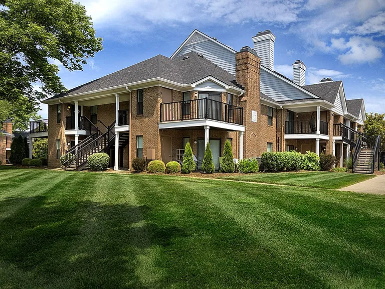 Building exterior with greenspace