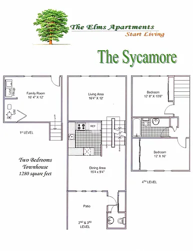 Floor plan 2 Bedroom Townhome & 1.5 Bath
