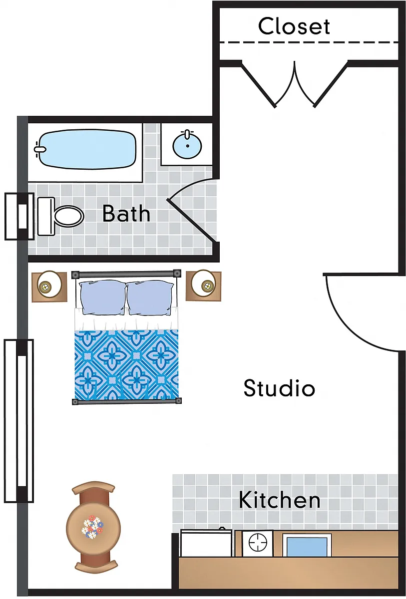 Floor plan Renovated Studio 19 Tier